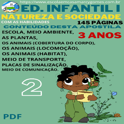 APOSTILA EDUCAÇÃO INFANTIL (3 ANOS) NATUREZA E SOCIEDADE PARTE 2 COM AS HABILIDADES 145 PÁGINAS PDF.